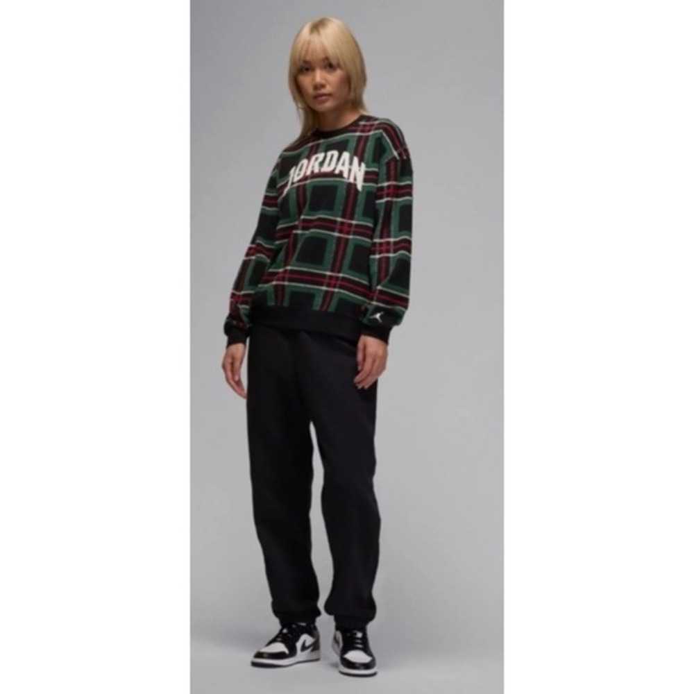 Jordan Brooklyn Fleece Crewneck Graphic‎ Logo Sweatshirt –S Y2K Retro Blokecore